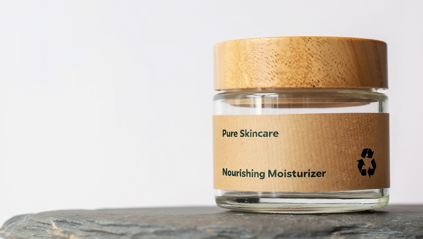 Envase de crema hidratante de cuidado facial puro sobre piedra natural